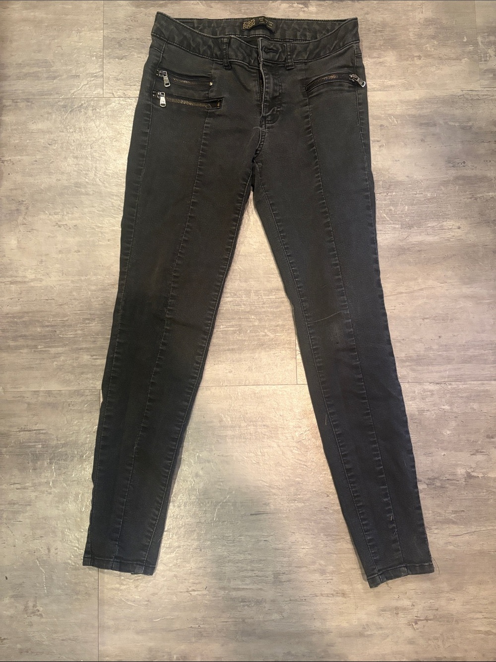 Zara Black Slim Zip-Detail Jeans